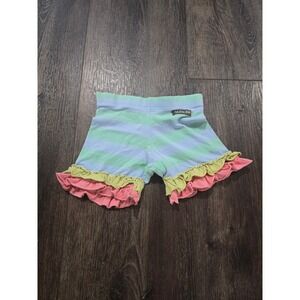 Matilda Jane Girls Striped Ruffle Shorts Pastel Blue Green Pink Size 4